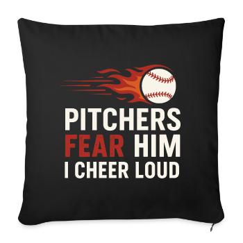 Garçon Maman Baseball Proter Fils Homerun Équipe de voyage - Housse de coussin décorative 45 x 45 cm - noir - Devant