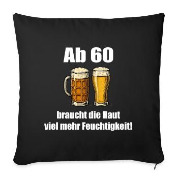 Plus d'humidité à partir de 60 °C – Humour sur la bière - Housse de coussin décorative 45 x 45 cm - noir - Devant