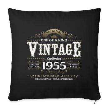 70e anniversaire Millésime Septembre Année 1955 - Housse de coussin décorative 45 x 45 cm - noir - Devant