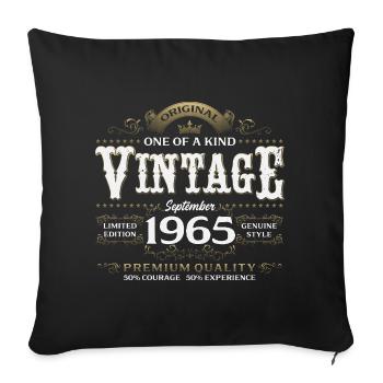60e anniversaire Millésime Septembre Année 1965 - Housse de coussin décorative 45 x 45 cm - noir - Devant