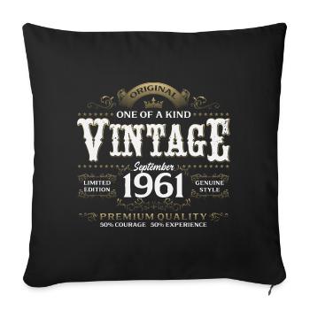 64e anniversaire Millésime Septembre Année de naissance 1961 - Housse de coussin décorative 45 x 45 cm - noir - Devant