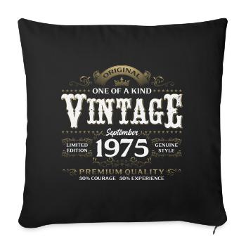 50e anniversaire Millésime Septembre Année 1975 - Housse de coussin décorative 45 x 45 cm - noir - Devant