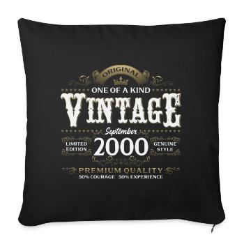 25th Birthday Vintage September 2000 - Sofa pillowcase 17,3'' x 17,3'' (45 x 45 cm) - black - Front