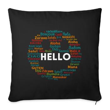 Start with Hello Different World Language Learning - Sofa pillowcase 17,3'' x 17,3'' (45 x 45 cm) - black - Front