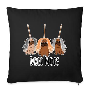 Two pugs - dogs or grooming equipment? Dog humor? - Sofa pillowcase 17,3'' x 17,3'' (45 x 45 cm) - black - Front