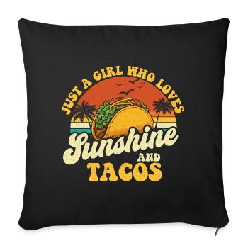 Juste une fille qui aime le soleil et les tacos - Housse de coussin décorative 45 x 45 cm - noir - Devant