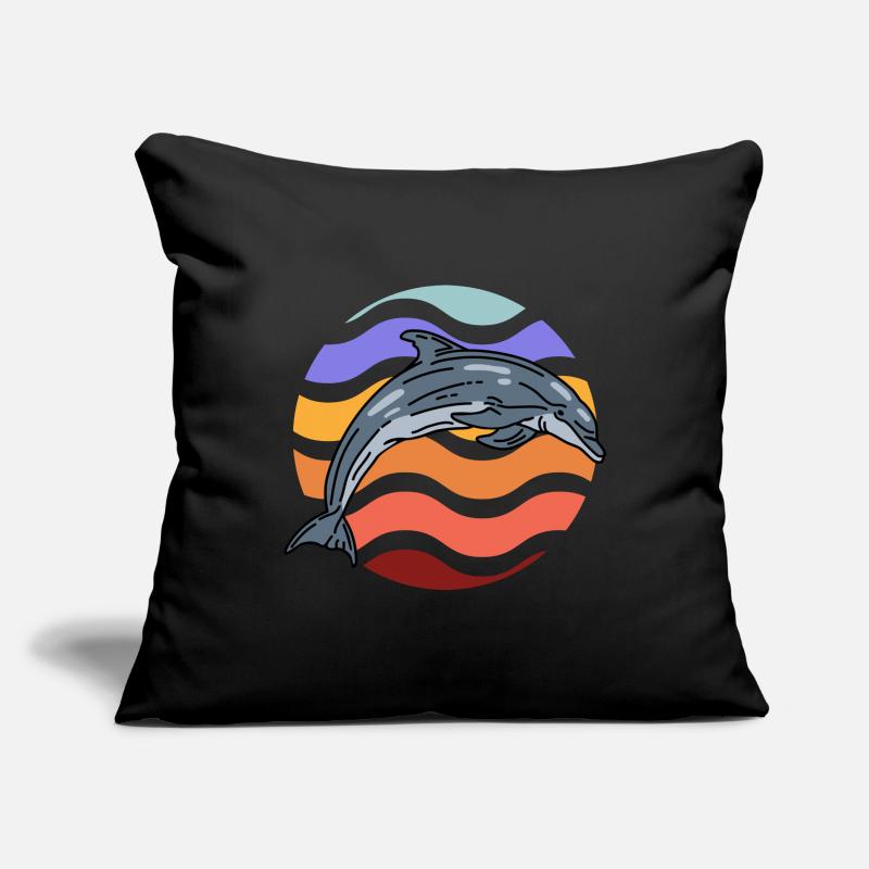 Dolphin in wave pattern Sofa pillowcase 17,3'' x 17,3'' (45 x 45 cm)