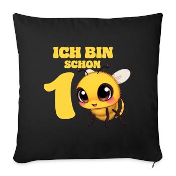 1er anniversaire enfants bébé 1 an bambin - Housse de coussin décorative 45 x 45 cm - noir - Devant