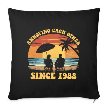Anniversaire du harcèlement mutuel depuis 1988 - Housse de coussin décorative 45 x 45 cm - noir - Devant