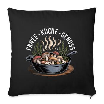 Cueillette de champignons Cueillette de champignons Chasseurs de champignons Forêt - Housse de coussin décorative 45 x 45 cm - noir - Devant
