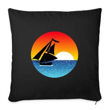 Sailboat at sunset - Sofa pillowcase 17,3'' x 17,3'' (45 x 45 cm) - black - Front