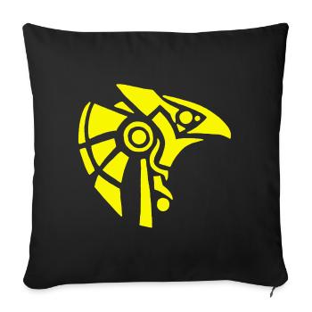 Dieu égyptien Horus (jaune) - Housse de coussin décorative 45 x 45 cm - noir - Devant