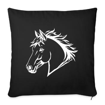 Cheval Blanc Cheval Blanc Tête de Cheval Cadeau - Housse de coussin décorative 45 x 45 cm - noir - Devant
