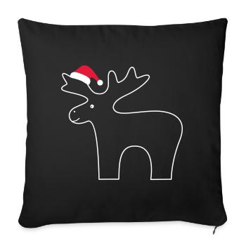 Renne avec chapeau de Père Noël - Housse de coussin décorative 45 x 45 cm - noir - Devant