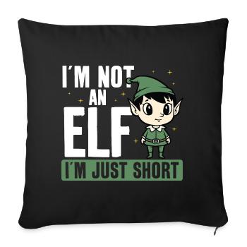 Je ne suis pas un elfe, je suis juste petit. Drôle - Housse de coussin décorative 45 x 45 cm - noir - Devant