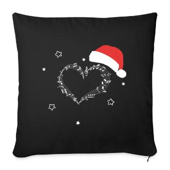 Musique de Noël Cœur des notes musicales & Stars - Housse de coussin décorative 45 x 45 cm - noir - Devant