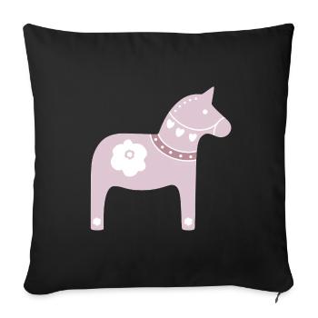 Dala Horse Pink Sweden Christmas Tradition Wood - Sofa pillowcase 17,3'' x 17,3'' (45 x 45 cm) - black - Front