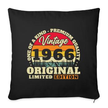 1966 Vintage Rétro Cadeau D'anniversaire - Housse de coussin décorative 45 x 45 cm - noir - Devant