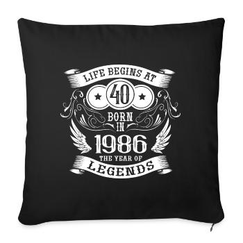 40e anniversaire La vie commence Vintage 1986 Angel - Housse de coussin décorative 45 x 45 cm - noir - Devant