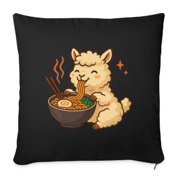 Alpaca with noodles ramen kawaii alpaca - Sofa pillowcase 17,3'' x 17,3'' (45 x 45 cm) - black - Front