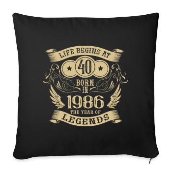 40e anniversaire La vie commence Vintage 1986 Angel - Housse de coussin décorative 45 x 45 cm - noir - Devant