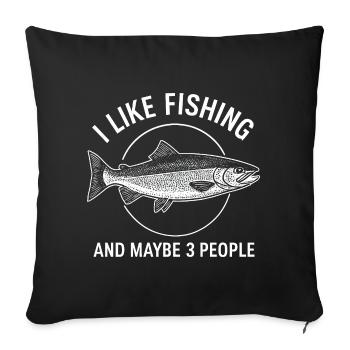J’aime la pêche et peut-être trois personnes pêcher Angeln - Housse de coussin décorative 45 x 45 cm - noir - Devant