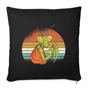 Mantis dans un coucher de soleil rétro - Housse de coussin décorative 45 x 45 cm - noir - Devant