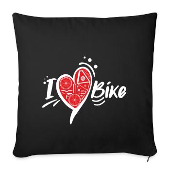 Red Bike Heart Metal Parts - Sofa pillowcase 17,3'' x 17,3'' (45 x 45 cm) - black - Front