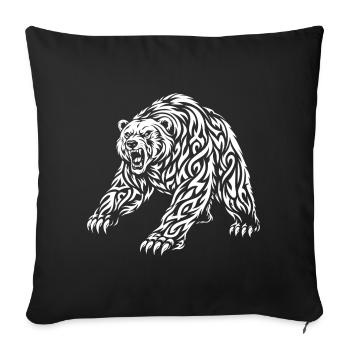Motif grizzli tribal – Ours sauvage - Housse de coussin décorative 45 x 45 cm - noir - Devant