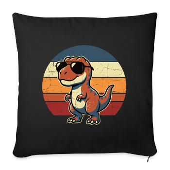 Design rétro de lunettes de soleil en forme de dinosaure - Housse de coussin décorative 45 x 45 cm - noir - Devant