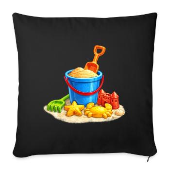 Beach toys in the sand by the sea - Sofa pillowcase 17,3'' x 17,3'' (45 x 45 cm) - black - Front