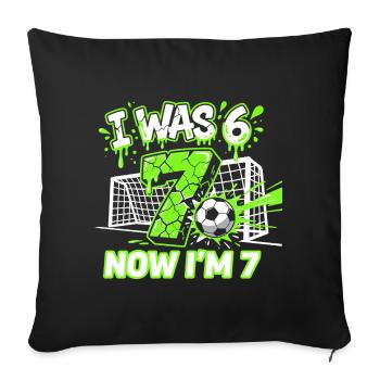 67 Six Seven Football Anniversaire garçon 7 ans - Housse de coussin décorative 45 x 45 cm - noir - Devant