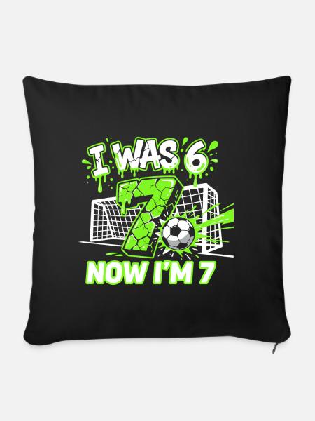 67 Six Seven Soccer Birthday Boy 7 Jahre - Sofakissenbezug 45 x 45 cm - Schwarz