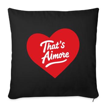 « C’est Aimore » jeu de mots avec cœur - Housse de coussin décorative 45 x 45 cm - noir - Devant