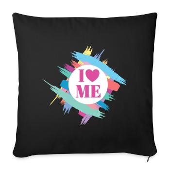 Confiance en soi Coach en force en caractère Je m’aime - Housse de coussin décorative 45 x 45 cm - noir - Devant