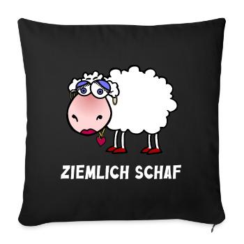 Pretty Sheep Cartoon Heart - Sofa pillowcase 17,3'' x 17,3'' (45 x 45 cm) - black - Front