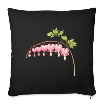 Bleeding Heart Pink Spring Flower - Sofa pillowcase 17,3'' x 17,3'' (45 x 45 cm) - black - Front
