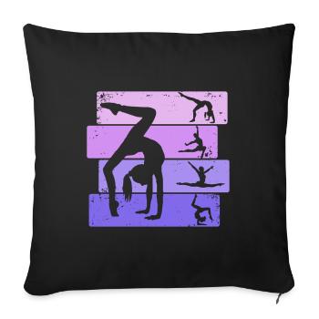 Gymnaste Fille Gymnastique Acrobatie - Housse de coussin décorative 45 x 45 cm - noir - Devant
