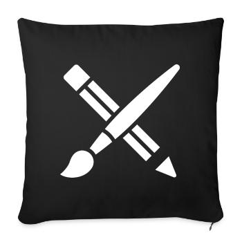 Brush, Pencil, Crafting, Art Icon - Sofa pillowcase 17,3'' x 17,3'' (45 x 45 cm) - black - Front