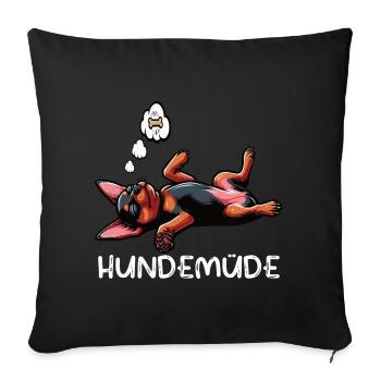 Hundemüde Zwergpinscher Pinscher Pinscherbesitzer - Sofakissenbezug 45 x 45 cm - Schwarz - Vorne