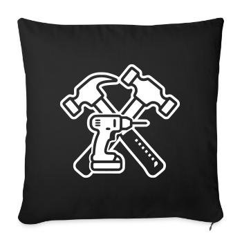 Logo des Marteaux perceuses artisans - Housse de coussin décorative 45 x 45 cm - noir - Devant