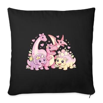 Cute Girl Dino Troop - Sofa pillowcase 17,3'' x 17,3'' (45 x 45 cm) - black - Front