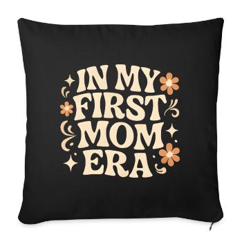 First Mother's Day Mom Gift Idea Family Groovy - Sofa pillowcase 17,3'' x 17,3'' (45 x 45 cm) - black - Front