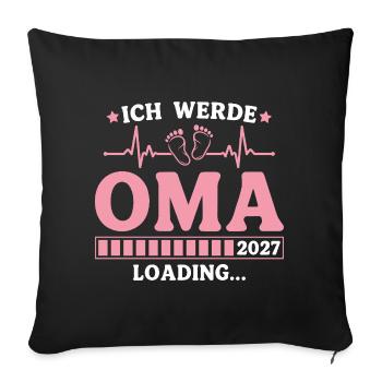 Ich werde Oma 2027 – Werdende Großmutter - Sofakissenbezug 45 x 45 cm - Schwarz - Vorne