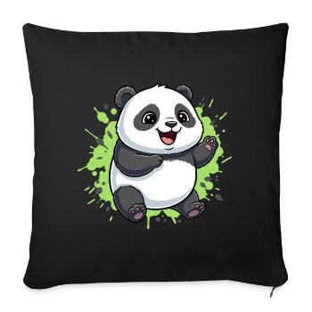 Fröhlicher Panda Splash - Sofakissenbezug 45 x 45 cm - Schwarz - Vorne