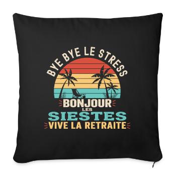 Idée Cadeau Départ Retraite Homme Femme - Housse de coussin décorative 45 x 45 cm - noir - Devant