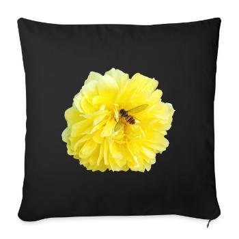 Yellow_Rose_-_Bee_Nature_Photography - Sofa pillowcase 17,3'' x 17,3'' (45 x 45 cm) - black - Front