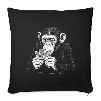 Chimp playing Cards - Sofa pillowcase 17,3'' x 17,3'' (45 x 45 cm) - black - Front