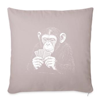 Cartes à jouer chimpanzés - Housse de coussin décorative 45 x 45 cm - taupe clair - Devant