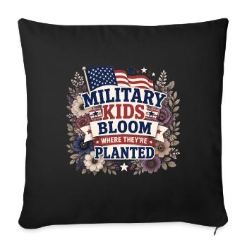 Les enfants militaires prospèrent là où ils sont plantés. - Housse de coussin décorative 45 x 45 cm - noir - Devant